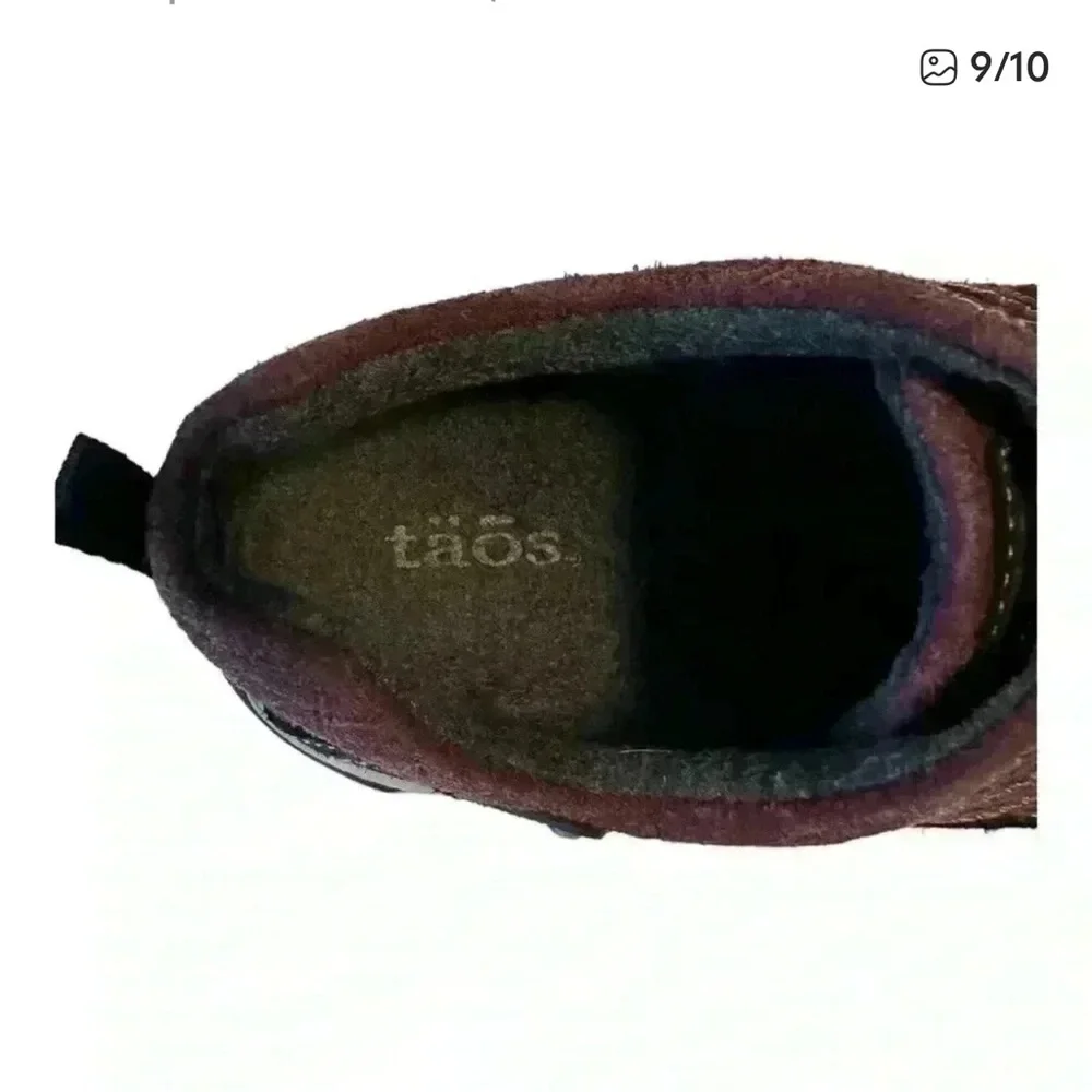 Taos Women's Motion City Hiker Burgundy/Black Embossed Suede Gorpcore Hiker ~ 7 - Picture 3 of 9